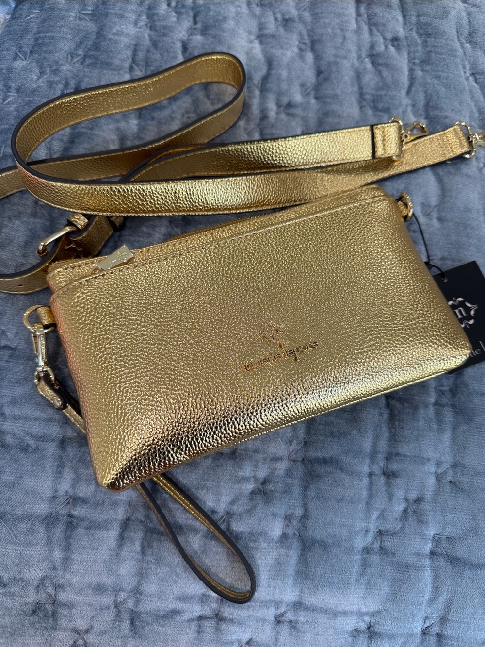 Nanette Lepore New York Metallic Gold Crossbody Wristlet